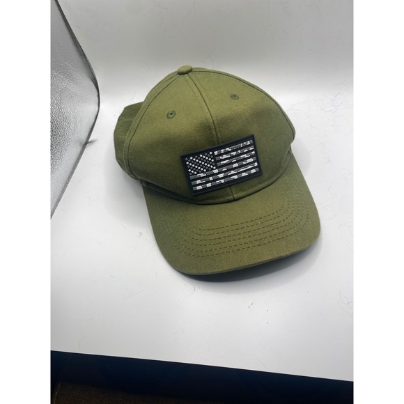 Trader Joe's Olive Green Baseball Cap American Flag Patch Hat‎ - Picture 1 of 3